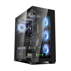 Circle Defender ZX1 Black Mid-Tower Gaming Cabinet – High Airflow Front, Tempered Glass, USB 3.0, ATX Support