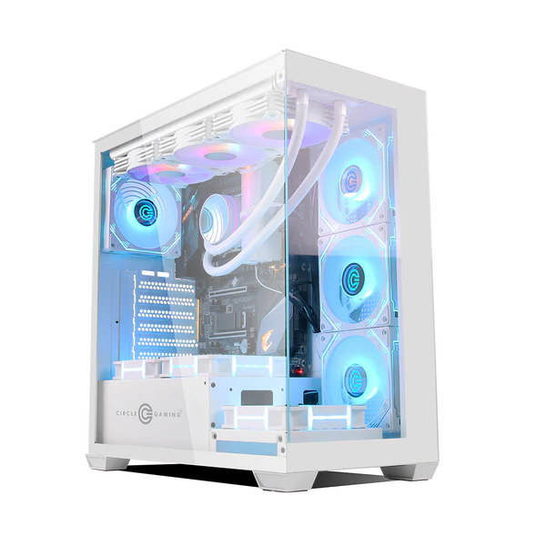 Circle Defender ZX1 White Mid-Tower Gaming Cabinet – High Airflow Front, Tempered Glass, USB 3.0, ATX Support