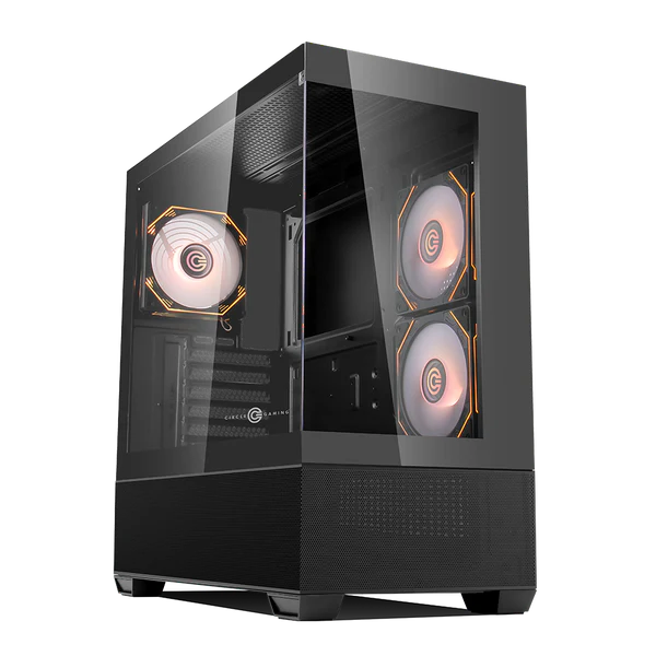 Circle Defender ZX3 Mid-Tower Gaming Cabinet – High Airflow Design, Tempered Glass, USB 3.0 – Black
