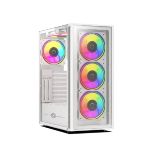 Circle Elegantor M3 ARGB Glass White Micro-ATX Gaming Cabinet – Tempered Glass, ARGB Front, USB 3.0