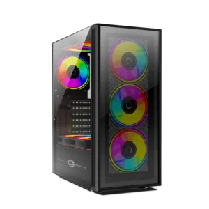 Circle Elegantor X5 ARGB ATX Gaming Cabinet – Tempered Glass, ARGB Front Design, USB 3.0 – Black