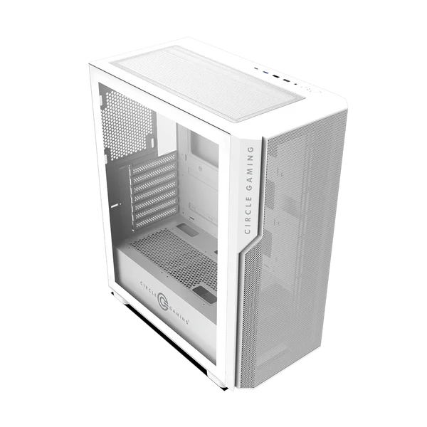 Circle Eliminator X5 White Type-C Mid-Tower Gaming Cabinet – Tempered Glass, ARGB Front, USB 3.0 + USB Type-C - Image 2
