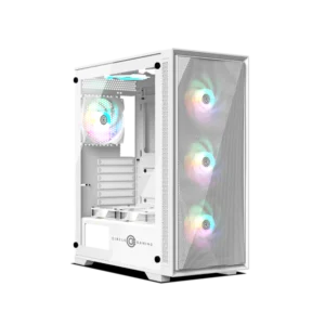 Circle Furious Mesh 240 ARGB White Mid-Tower Gaming Cabinet – Mesh Front, Tempered Glass, USB 3.0