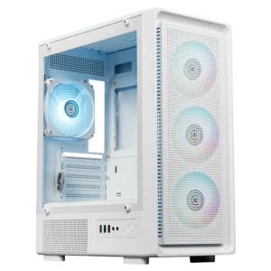 Circle Gladius M1 White Micro-ATX Gaming Cabinet – Tempered Glass, ARGB Front Design, USB 3.0