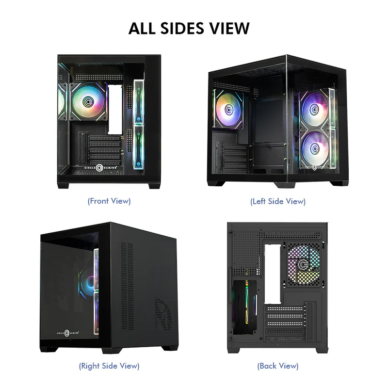Circle Lucid Micro M3 ARGB Gaming Cabinet – Tempered Glass, ARGB Front Design, USB 3.0 – Micro-ATX - Image 8