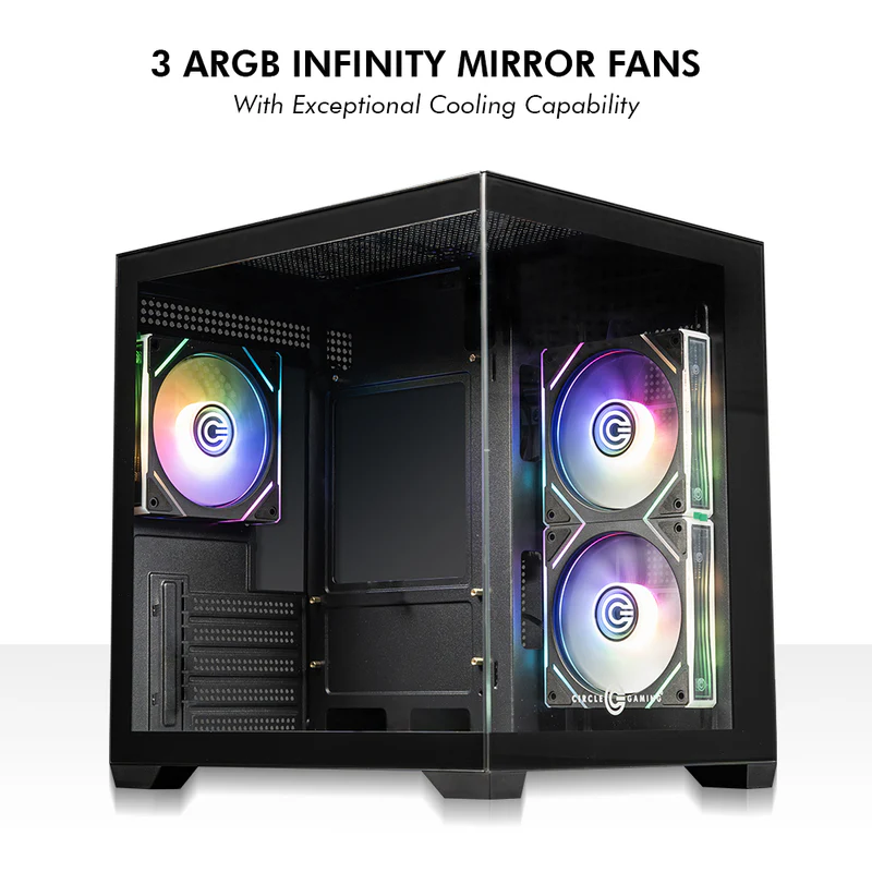 Circle Lucid Micro M3 ARGB Gaming Cabinet – Tempered Glass, ARGB Front Design, USB 3.0 – Micro-ATX - Image 2