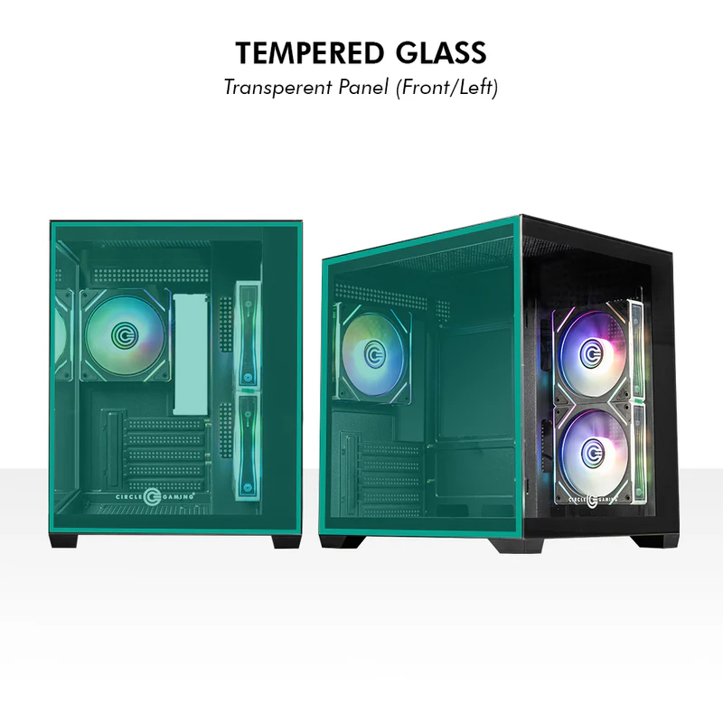 Circle Lucid Micro M3 ARGB Gaming Cabinet – Tempered Glass, ARGB Front Design, USB 3.0 – Micro-ATX - Image 3