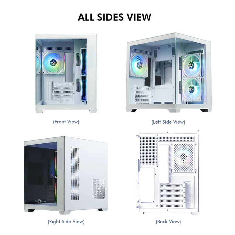 Circle Lucid Micro M3 White ARGB Gaming Cabinet – Tempered Glass, ARGB Front, USB 3.0 – Micro-ATX - Image 8