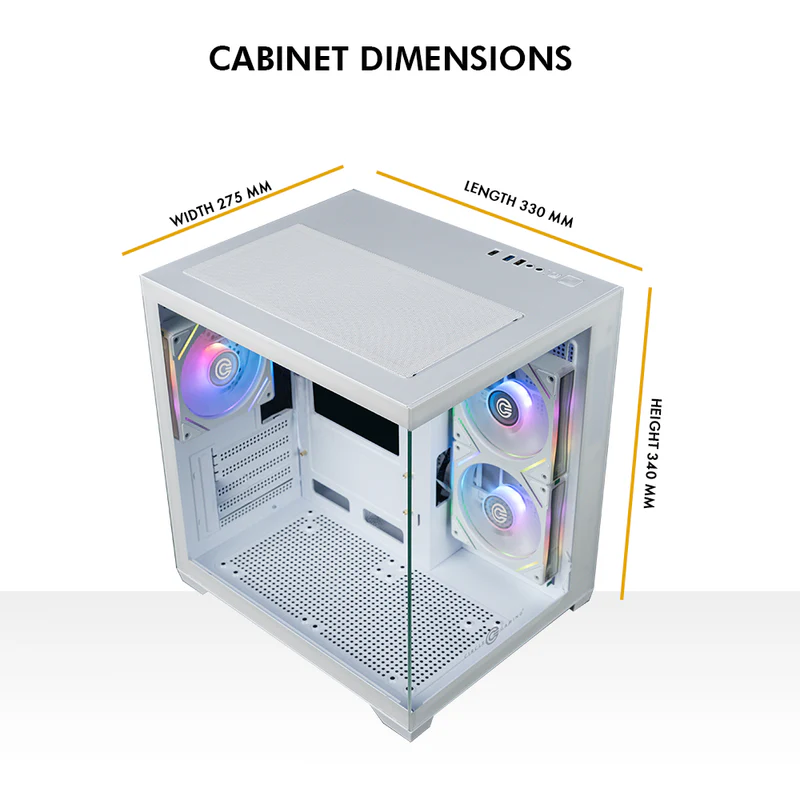 Circle Lucid Micro M3 White ARGB Gaming Cabinet – Tempered Glass, ARGB Front, USB 3.0 – Micro-ATX - Image 7