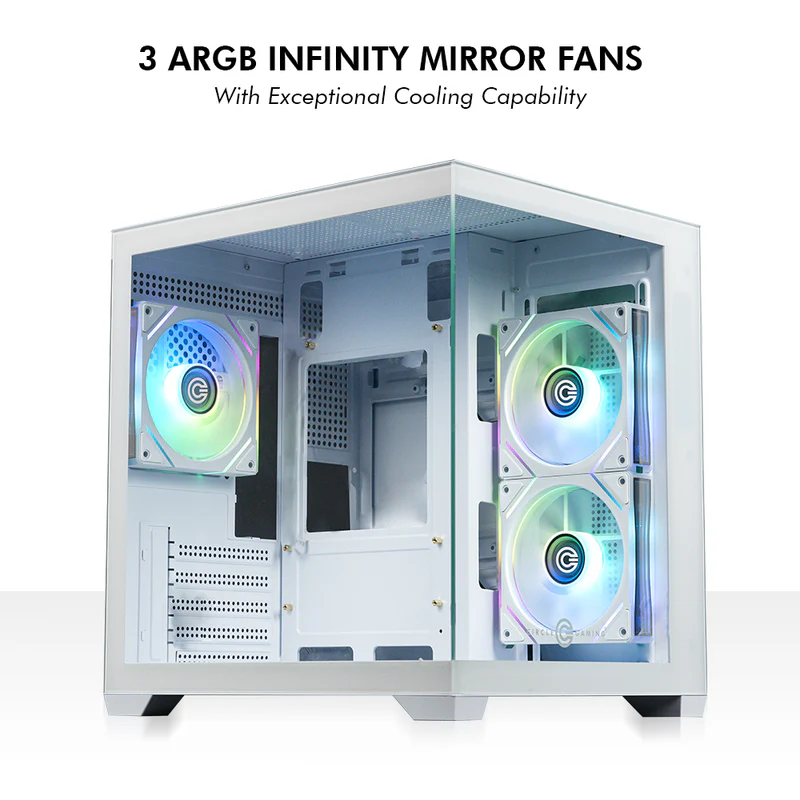 Circle Lucid Micro M3 White ARGB Gaming Cabinet – Tempered Glass, ARGB Front, USB 3.0 – Micro-ATX - Image 2