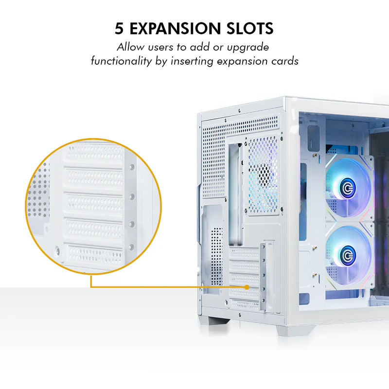 Circle Lucid Micro M3 White ARGB Gaming Cabinet – Tempered Glass, ARGB Front, USB 3.0 – Micro-ATX - Image 5