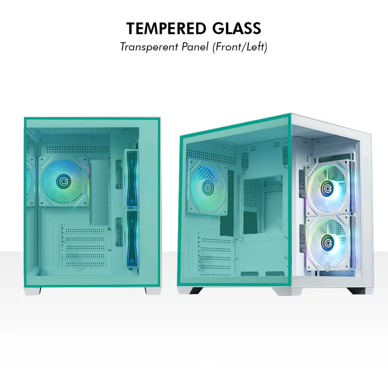 Circle Lucid Micro M3 White ARGB Gaming Cabinet – Tempered Glass, ARGB Front, USB 3.0 – Micro-ATX - Image 3