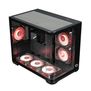 Circle Lucid MX Curve Black Mid-Tower Gaming Cabinet – Curved Front Design, Tempered Glass, USB 3.0, M-ATX Support