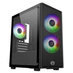 Circle Miniator M1 Micro-ATX Gaming Cabinet – Tempered Glass, 3× RGB Fans, USB 3.0 – Black