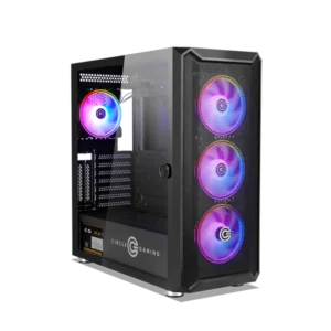 Circle Stealth B1 ARGB Mid-Tower Gaming Cabinet – Tempered Glass, ARGB Lighting, USB 3.0 – Black
