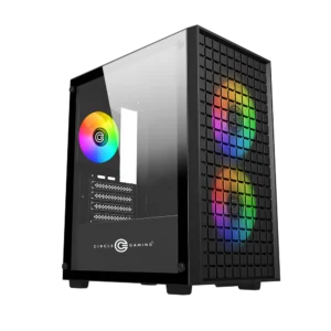 Circle Miniator M2 Micro-ATX Gaming Cabinet – Tempered Glass, 3× RGB Fans, USB 3.0 – Black