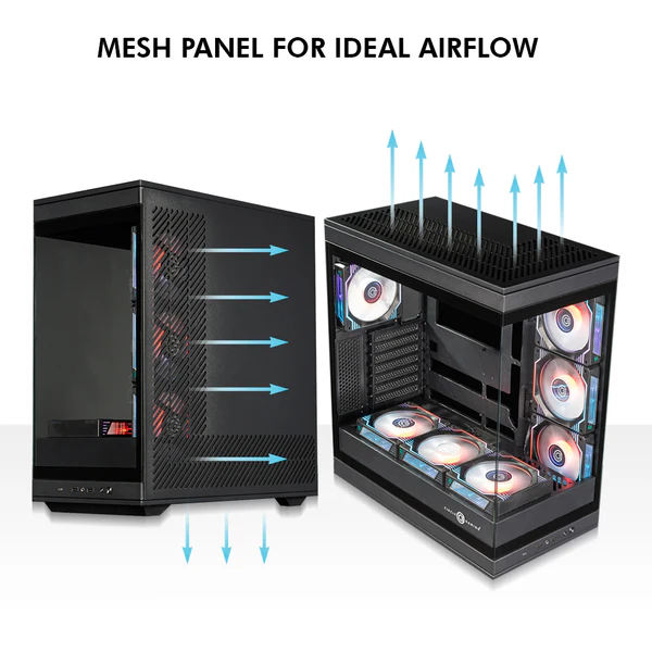 Circle Thrillux BTF Black Mid-Tower Gaming Cabinet – Airflow Front, Tempered Glass, USB 3.0, ATX Support - Image 5