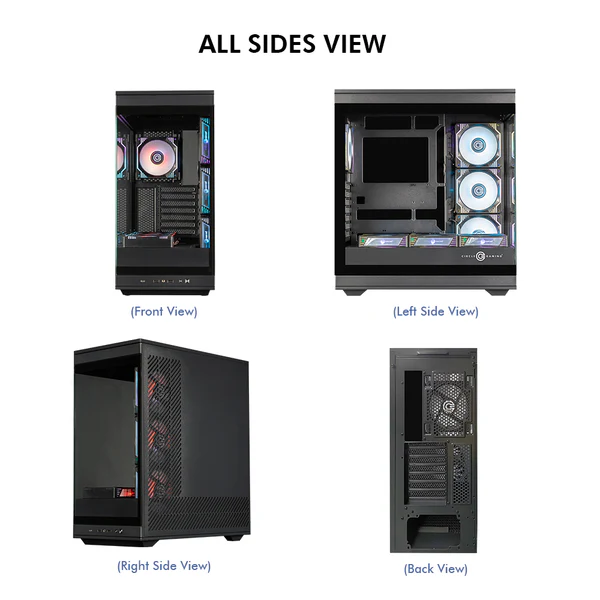 Circle Thrillux BTF Black Mid-Tower Gaming Cabinet – Airflow Front, Tempered Glass, USB 3.0, ATX Support - Image 8
