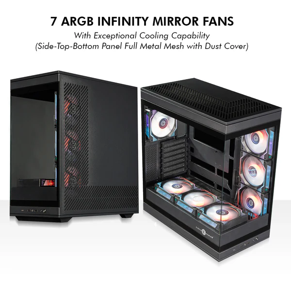 Circle Thrillux BTF Black Mid-Tower Gaming Cabinet – Airflow Front, Tempered Glass, USB 3.0, ATX Support - Image 3