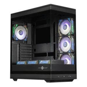 Circle Thrillux BTF Black Mid-Tower Gaming Cabinet – Airflow Front, Tempered Glass, USB 3.0, ATX Support
