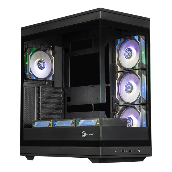 Circle Thrillux BTF Black Mid-Tower Gaming Cabinet – Airflow Front, Tempered Glass, USB 3.0, ATX Support