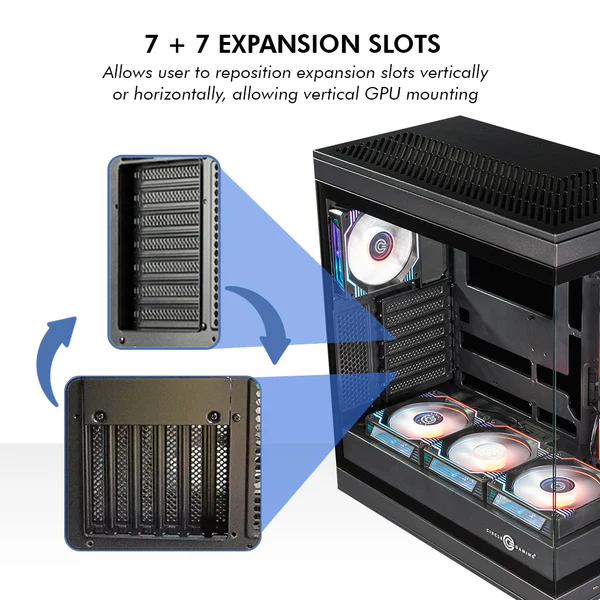 Circle Thrillux BTF Black Mid-Tower Gaming Cabinet – Airflow Front, Tempered Glass, USB 3.0, ATX Support - Image 4