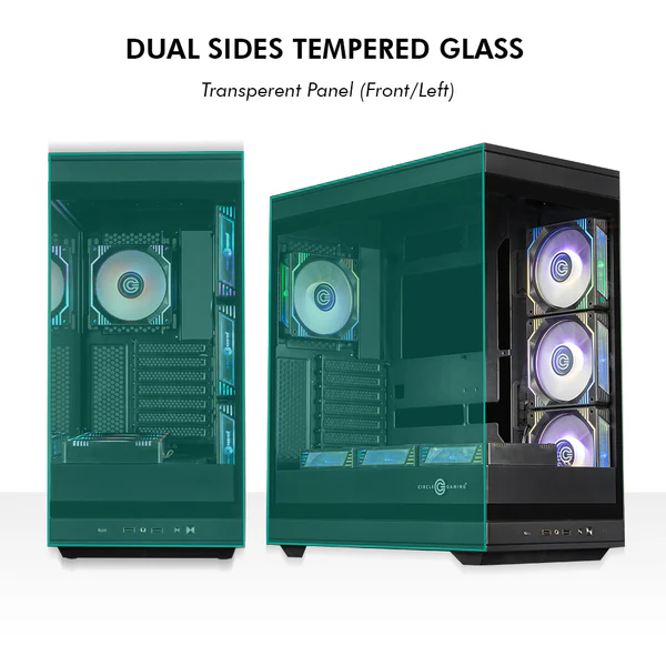 Circle Thrillux BTF Black Mid-Tower Gaming Cabinet – Airflow Front, Tempered Glass, USB 3.0, ATX Support - Image 2