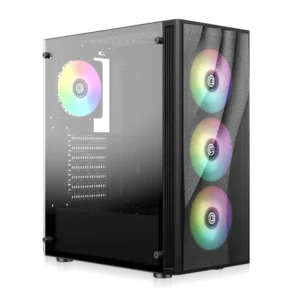 Circle Xtender X1 ARGB ATX Gaming Cabinet – Tempered Glass, ARGB Front Design, USB 3.0 – Black