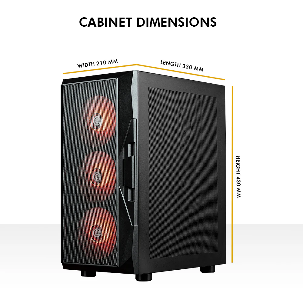 Circle Xtender X4 ARGB ATX Gaming Cabinet – Tempered Glass, ARGB Front, USB 3.0 + USB Type-C – Black - Image 7