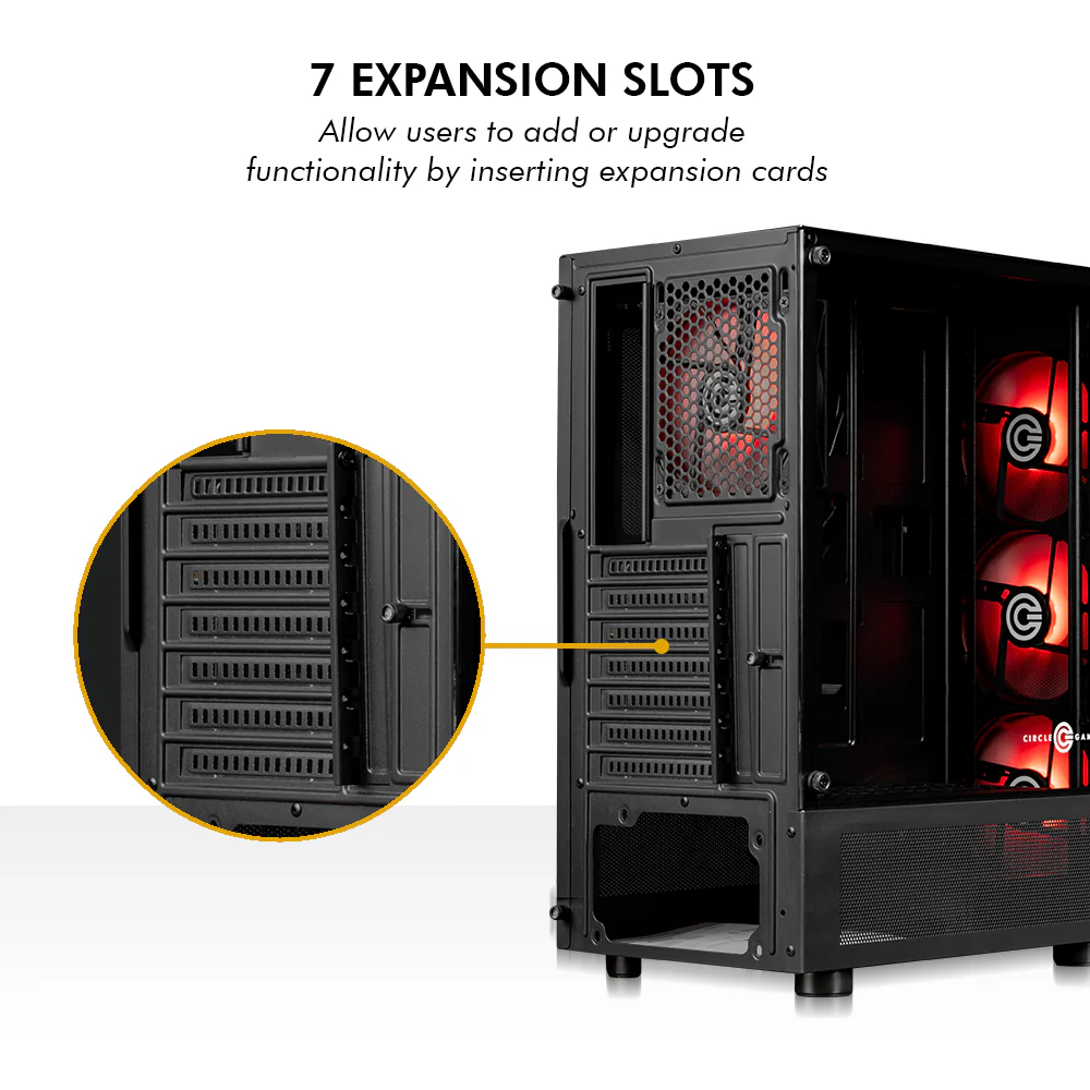 Circle Xtender X4 ARGB ATX Gaming Cabinet – Tempered Glass, ARGB Front, USB 3.0 + USB Type-C – Black - Image 4