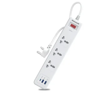 Honeywell 3 Socket Surge Protector | Type-C PD + 2 USB Ports | 1050J Surge Protection | 1.8m Cable | Spike Guard (White)