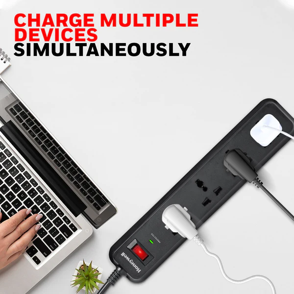 Honeywell 4 Socket Surge Protector | Master Switch | Surge Protection | 1.8m Cable | Spike Guard (Black) - Image 7