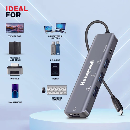 Honeywell Type C Docking Station 5 In 1 USB-C Hub with HDMI + USB 3.0 + 100W PD | 4K Output - Image 5
